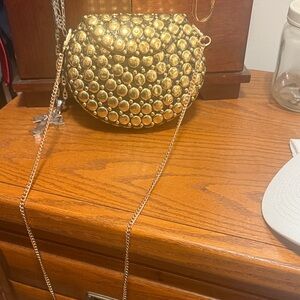 Elegant Gold Studded Crossbody Bag